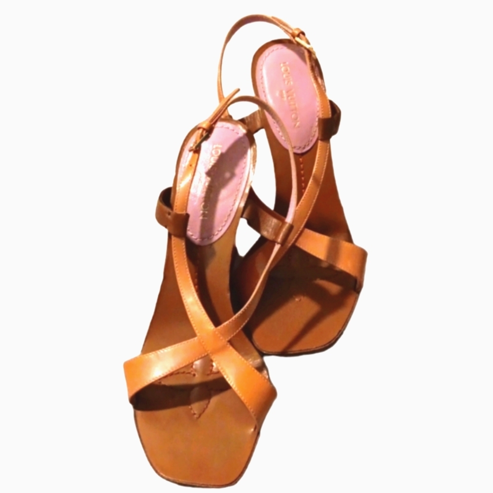 Louis Vuitton wedge sandals authentic good used condition